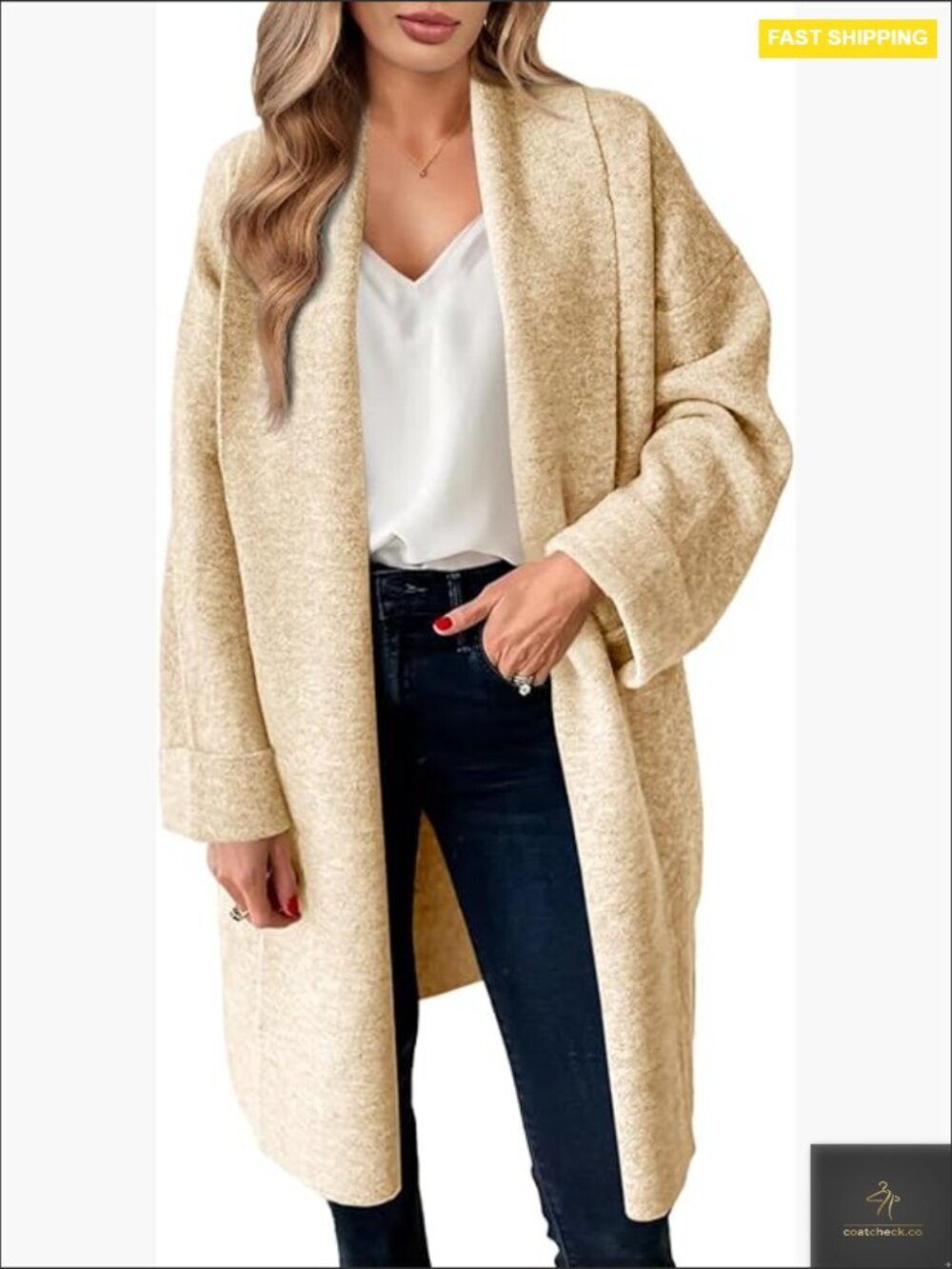 Chunky Oversized Open Front Long Cardigan Coatigan Knit Sweater with Pockets